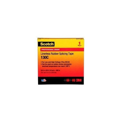 3M 130C-3/4X30FT Scotch Linerless Rubber Splicing Tape 130C, 3/4" X 30 Ft, Black