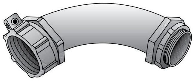 OZ-Gedney 4Q9400LTG 4 Inch 90 Degree Liquidtight Connector, Insulated, with Ground Lug