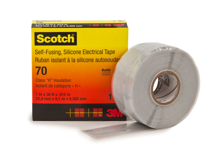 3M 70-1X30FT Scotch Self-Fusing Silicone Rubber Electrical Tape 70, 1" X 30 Ft, Sky Blue/Gray,