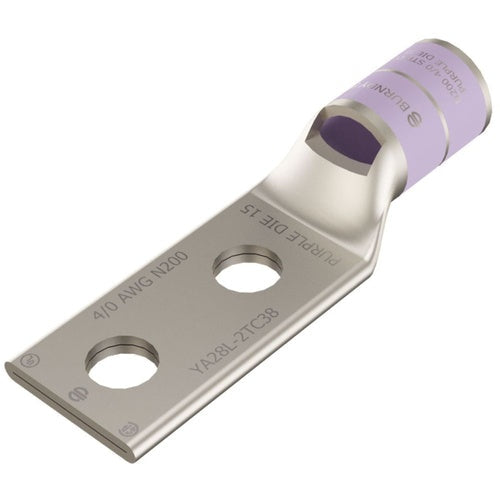 Burndy YA28L-2TC38 4/0Awg Copper 2-Hole Lug
