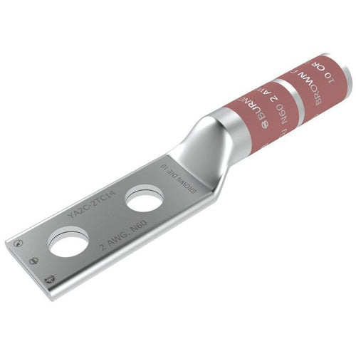 Burndy YA2C2-TC38 2Awg Copper 2-Hole Lug 50235D