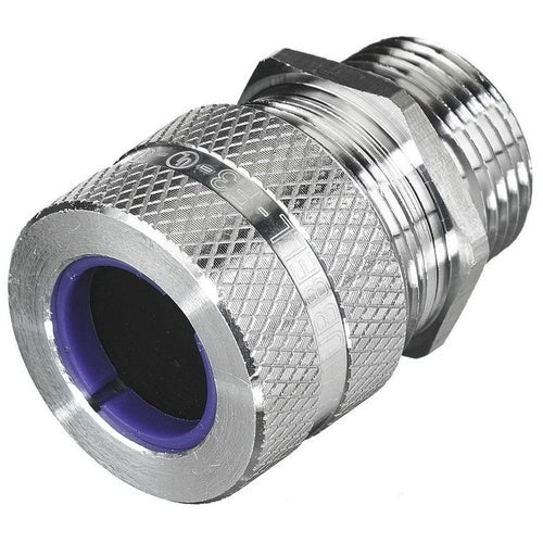 Hubbell SHC1038 Cord Connector, Straight Male, .75-.88", 3/4", Alum