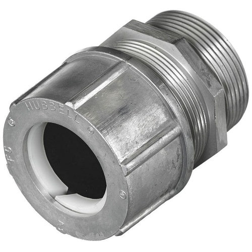 Hubbell SHC1079 Cord Connector, Straight Male, 2.06-2.19", 2-1/2", Alum