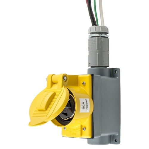 Hubbell SR50 Wall Mount Receptacle, Prewired, 50A 125/250V