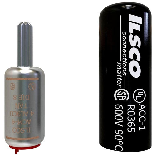 ILSCO ACM-4 Aluminum Compression Pigtail Adaptor, 4 AWG, Tin-Plated