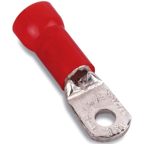 T&B RD10711 Insulated Nylon Ring Terminal 8An, 1/4, Red