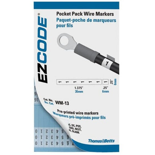 T&B WM-46-90 Wre Marker Bk-3X5 Vinyl Cloth L46-90-10E