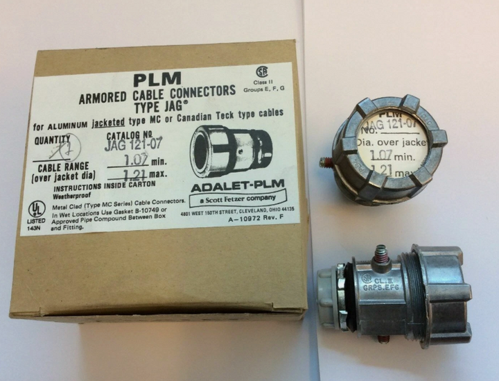 Adalet JAG121-07 PLM Jacketed Straight Cable Connector, 3/4 in Trade